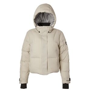 TUMI Women's Down-Filled Quilted Cropped Puffer Magnetic Closures, Storm Cuffs L